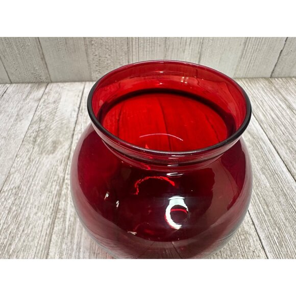 Vintage Ruby Red Glass Vase Bulbous Ball Holiday Home Decor 4" Tall Christmas - Picture 9 of 10